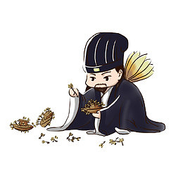 卡通诸葛亮草船借箭插画免抠