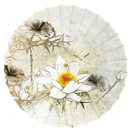 白莲国画古韵水墨伞
