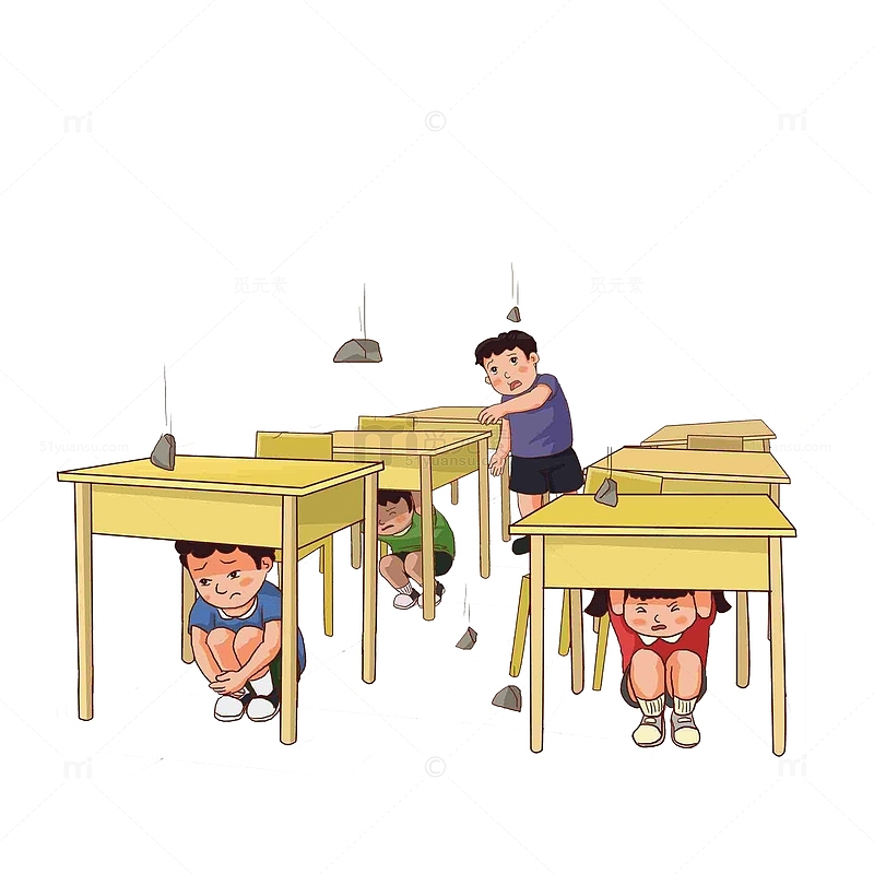 上课地震时应该躲在桌子下