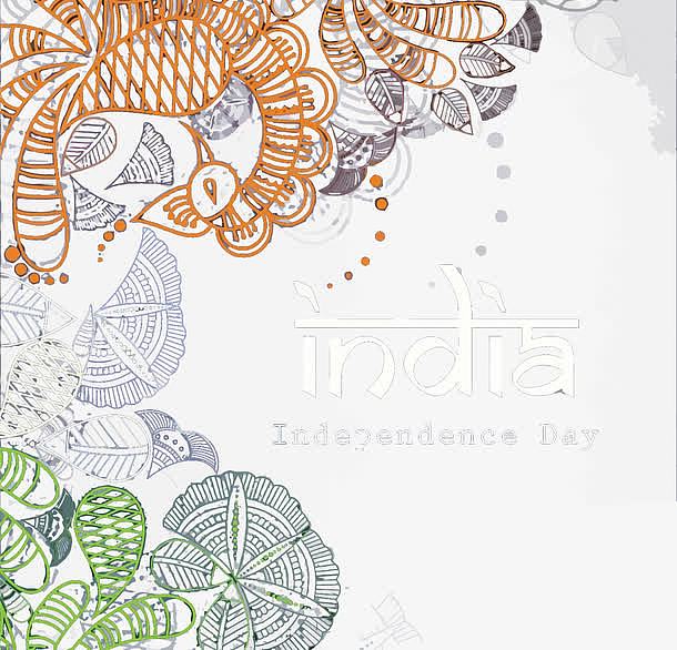 矢量花纹印度独立日