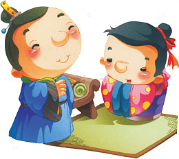 拜师学艺古代卡通图