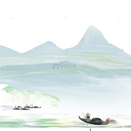 清明节水墨风山水背景元素