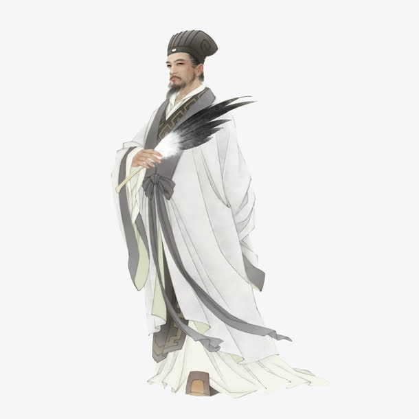 卡通中国风水墨工笔诸葛亮插画免