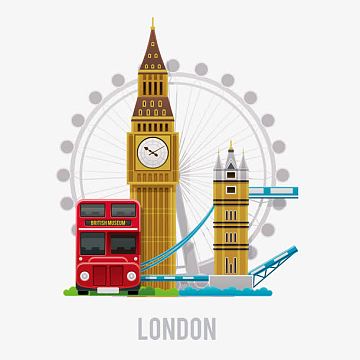 英国伦敦卡通插画