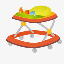 卡通儿童学步车设计矢量图