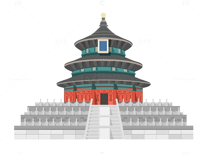 北京天坛手绘插画