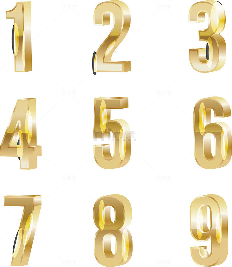 金色立体效果数字