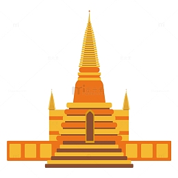扁平化标志性泰国玉佛寺建筑旅游
