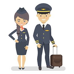机场空姐飞机师卡通形象