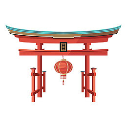 日本红色热情拱门建筑旅游景点