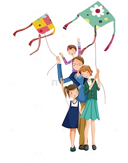 卡通手绘欢乐亲子旅游插画免抠