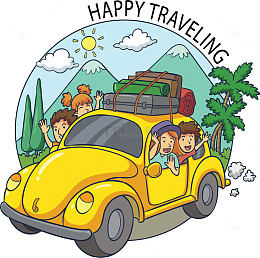 全家四口开车旅游