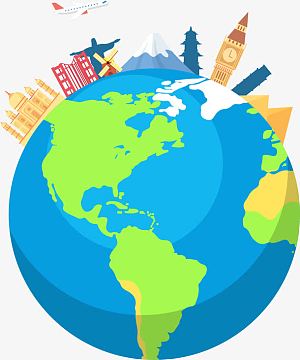 卡通旅游世界名胜插画