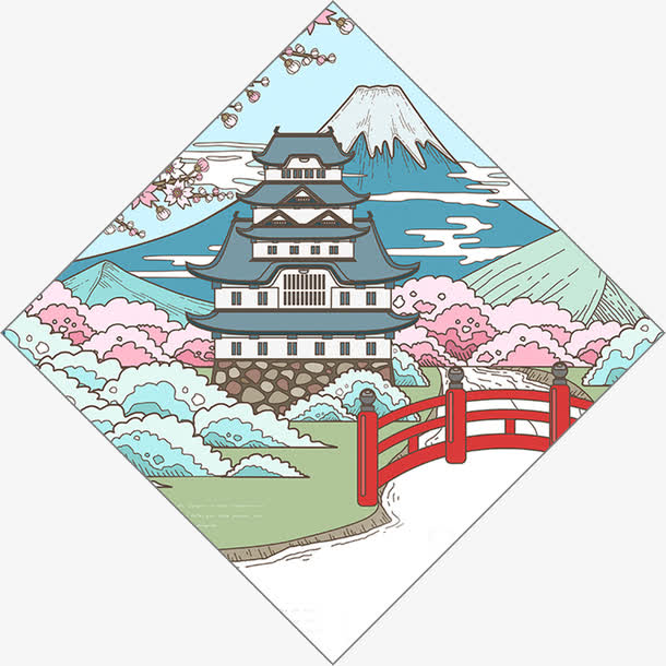 卡通日本风景装饰
