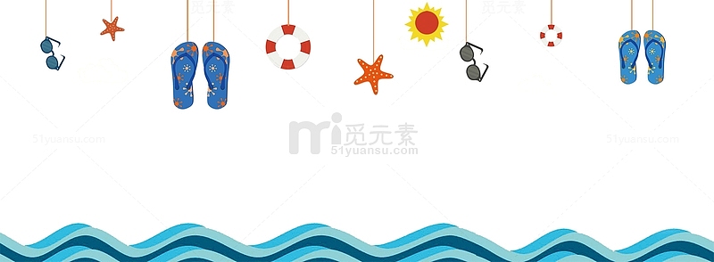 暑假游泳卡通手绘蓝色背景边框