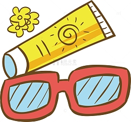 防晒用品彩色夏季沙滩度假元素