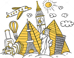 矢量手绘美国旅行插画