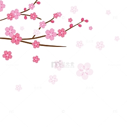 度假旅游樱花手绘花卉元素明信片