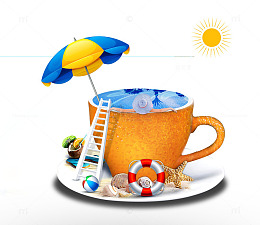 夏日海边旅游卡通主题