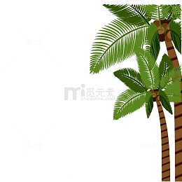 右侧棕色条纹椰棕树绿色树叶