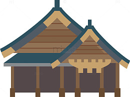 日本风格建筑卡通装饰元素