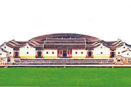 客家围龙屋建筑平视PNG