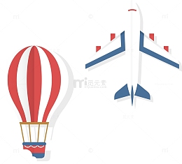 黄色帽子旅游出行小元素热气球飞