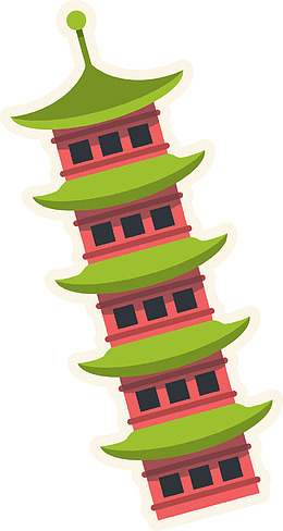 中国建筑塔贴纸免抠素材
