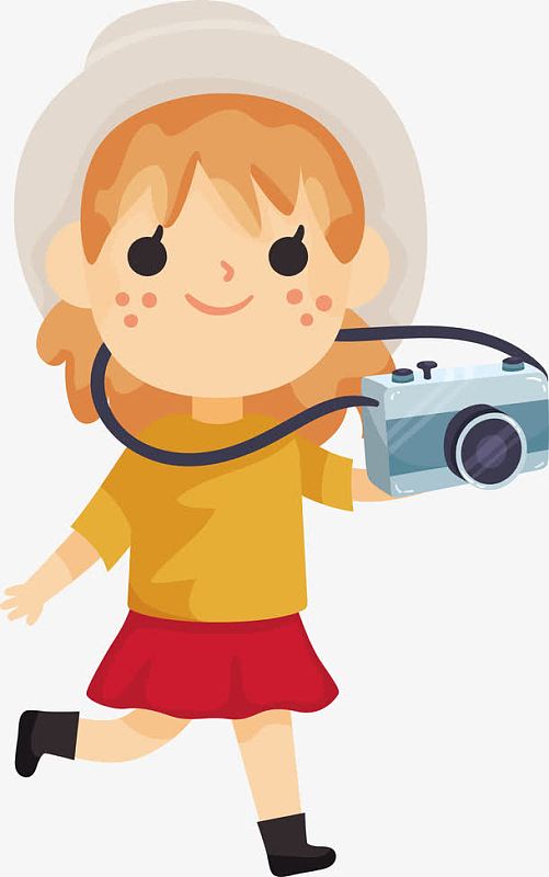 手绘旅游中人物摄影女游客矢量素aipng矢量卡通新闻电视主持人素材ai