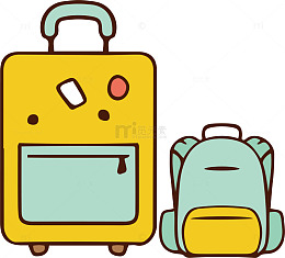 黄色旅行箱背包旅游常备物品小图