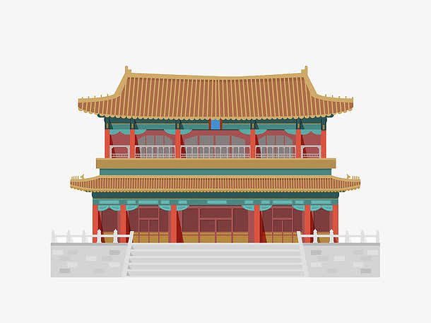 北京古建筑手绘插画