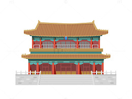 北京古建筑手绘插画