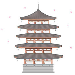 日本庙宇手绘插画