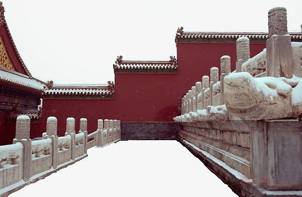 冬日故宫红墙雪景
