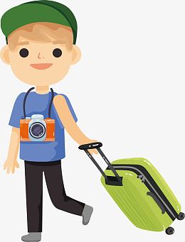 手绘旅游中人物男游客矢量素材