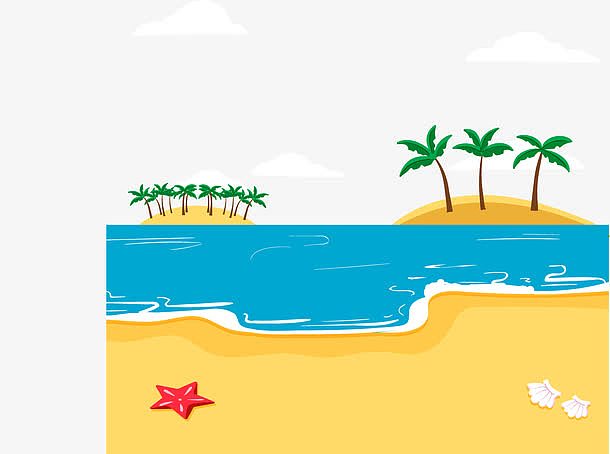 夏天阳光海滩椰岛矢量素材