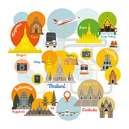 休闲旅游建筑图标