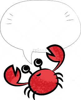 手绘卡通夏日海滩小螃蟹标贴矢量
