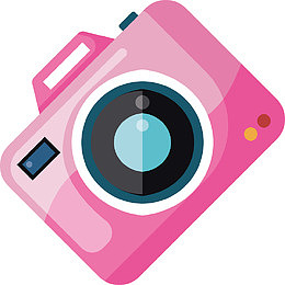 清新手绘粉色照相机矢量素材