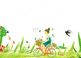 卡通春季踏青旅行插画