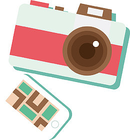 留学旅行创意照相机图标矢量素材