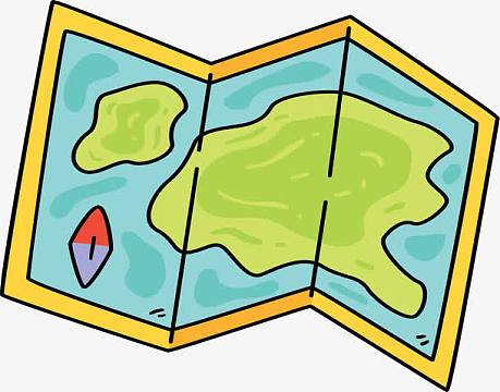 卡通折纸绿色地图(2092x1640)aipng卡通地图贴纸免抠素材(3645x2454)