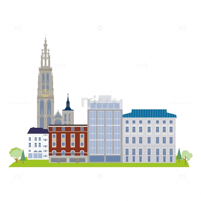 比利时建筑旅游景点矢量