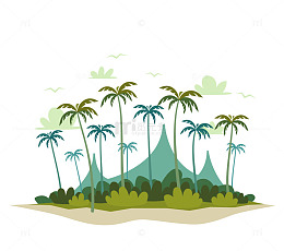 夏日海边椰树主题手绘