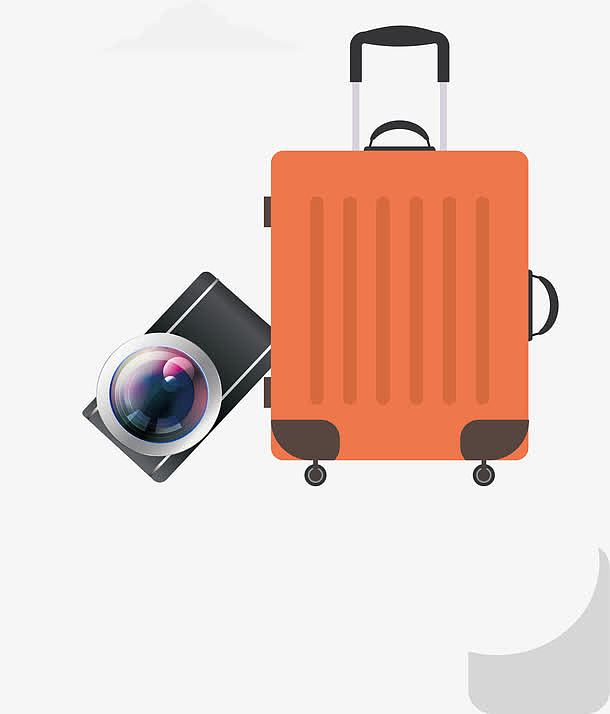 留学旅行创意红色旅行箱照相机图
