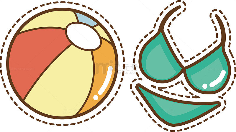 泳衣皮球旅游常备物品小图标IC