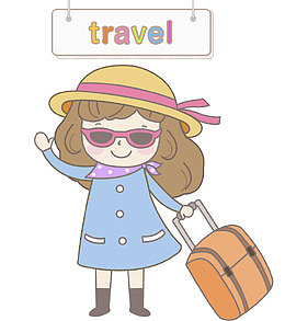 拉着行李箱的女孩