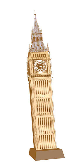 旅行钟楼建筑手绘卡通
