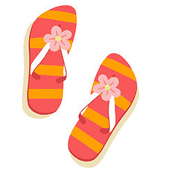 俯视图沙滩拖鞋矢量图