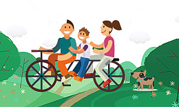 春天一家人出外旅行